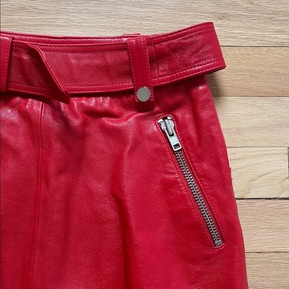 Red Leather Mini Skirt size 34 (XS/S) - Picture 5 of 9